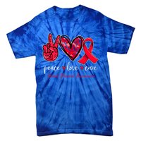 Peace Love Cure Heart Disease Awareness Month Cute Gift Tie-Dye T-Shirt