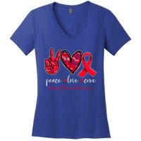 Peace Love Cure Heart Disease Awareness Month Cute Gift Women's V-Neck T-Shirt