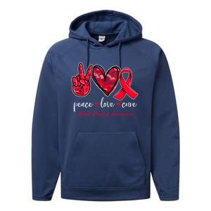 Peace Love Cure Heart Disease Awareness Month Cute Gift Performance Fleece Hoodie