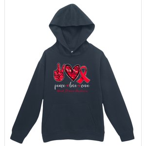 Peace Love Cure Heart Disease Awareness Month Cute Gift Urban Pullover Hoodie