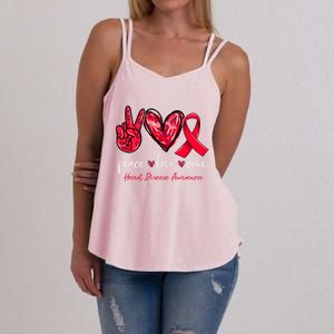 Peace Love Cure Heart Disease Awareness Month Cute Gift Women's Strappy Tank