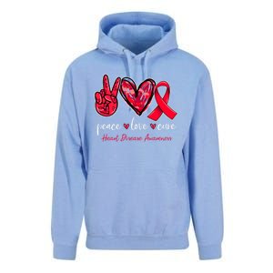 Peace Love Cure Heart Disease Awareness Month Cute Gift Unisex Surf Hoodie