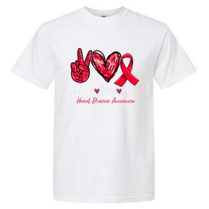 Peace Love Cure Heart Disease Awareness Month Cute Gift Garment-Dyed Heavyweight T-Shirt