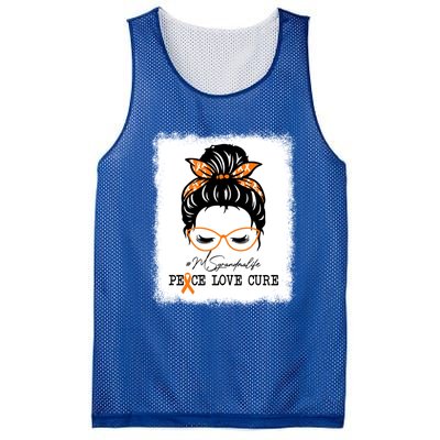 Peace Love Cure Grandma Messy Bun Multiple Sclerosis Funny Gift Mesh Reversible Basketball Jersey Tank