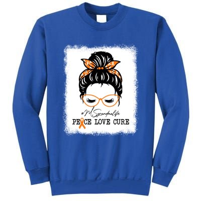 Peace Love Cure Grandma Messy Bun Multiple Sclerosis Funny Gift Tall Sweatshirt