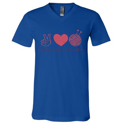 Peace Love Crochet Funny Crocheting Cool Crochet Cool Gift V-Neck T-Shirt