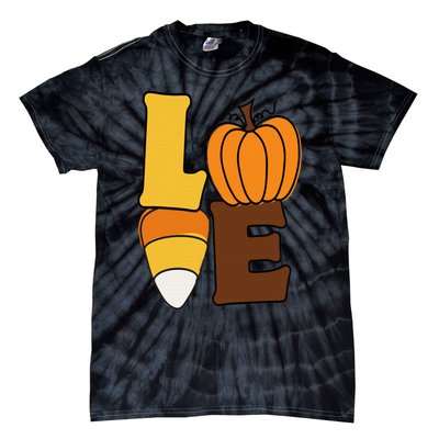 Pumpkin Love Candy Corn Fall Y'All Hello Fall Love Fall Tie-Dye T-Shirt