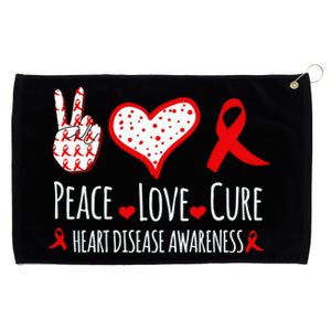 Peace Love Cure Heart Disease Awareness Red Heart Ribbon Cool Gift Grommeted Golf Towel