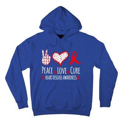 Peace Love Cure Heart Disease Awareness Red Heart Ribbon Cool Gift Hoodie