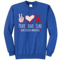 Peace Love Cure Heart Disease Awareness Red Heart Ribbon Cool Gift Sweatshirt