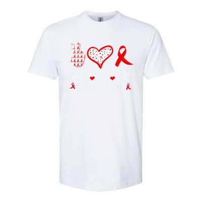 Peace Love Cure Heart Disease Awareness Red Heart Ribbon Cool Gift Softstyle CVC T-Shirt