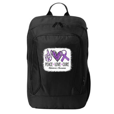 Peace Love Cure We Wear Purple For AlzheimerS Awareness City Backpack