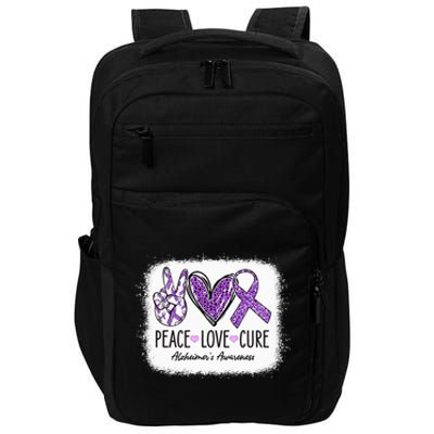 Peace Love Cure We Wear Purple For AlzheimerS Awareness Impact Tech Backpack