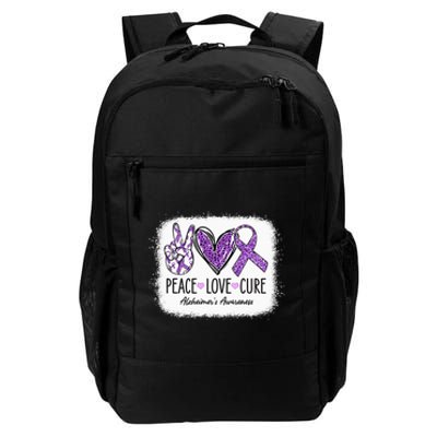 Peace Love Cure We Wear Purple For AlzheimerS Awareness Daily Commute Backpack