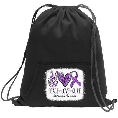 Peace Love Cure We Wear Purple For AlzheimerS Awareness Sweatshirt Cinch Pack Bag