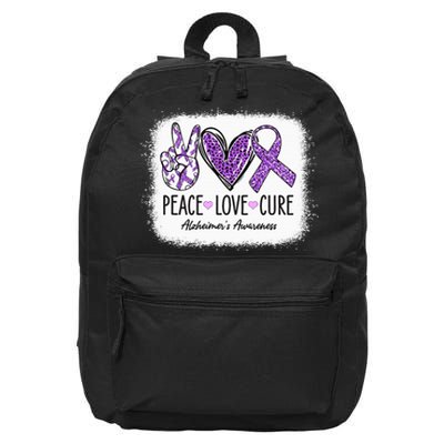 Peace Love Cure We Wear Purple For AlzheimerS Awareness 16 in Basic Backpack