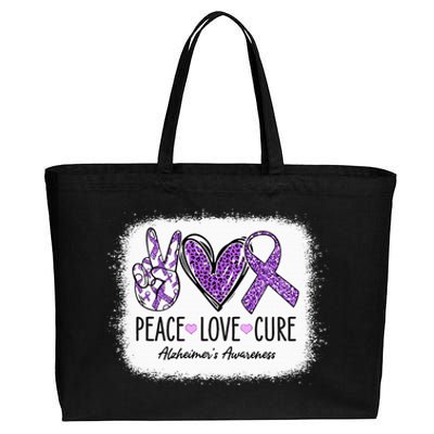 Peace Love Cure We Wear Purple For AlzheimerS Awareness Cotton Canvas Jumbo Tote