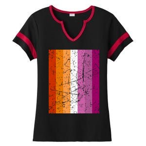 Proud Lesbian Community Colourful Pride Flag Lgbt Gift Ladies Halftime Notch Neck Tee