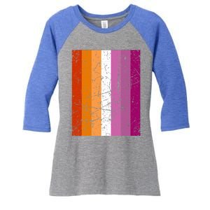 Proud Lesbian Community Colourful Pride Flag Lgbt Gift Women's Tri-Blend 3/4-Sleeve Raglan Shirt