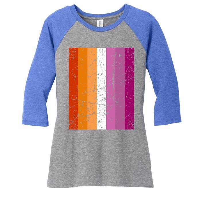 Proud Lesbian Community Colourful Pride Flag Lgbt Gift Women's Tri-Blend 3/4-Sleeve Raglan Shirt