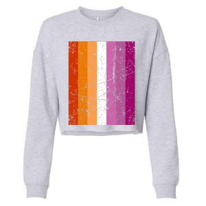 Proud Lesbian Community Colourful Pride Flag Lgbt Gift Cropped Pullover Crew