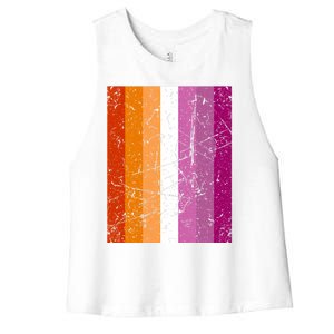 Proud Lesbian Community Colourful Pride Flag Lgbt Gift Women's Racerback Cropped Tank