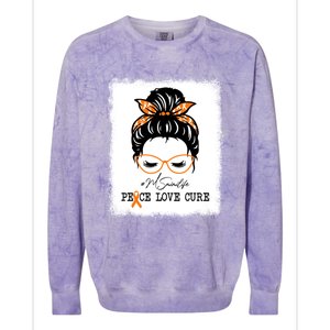 Peace Love Cure Mimi Messy Bun Multiple Sclerosis Meaningful Gift Colorblast Crewneck Sweatshirt