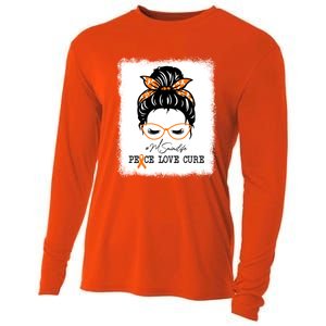 Peace Love Cure Mimi Messy Bun Multiple Sclerosis Meaningful Gift Cooling Performance Long Sleeve Crew