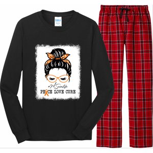 Peace Love Cure Mimi Messy Bun Multiple Sclerosis Meaningful Gift Long Sleeve Pajama Set