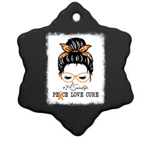 Peace Love Cure Mimi Messy Bun Multiple Sclerosis Meaningful Gift Ceramic Star Ornament