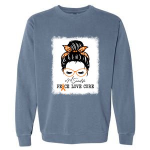 Peace Love Cure Mimi Messy Bun Multiple Sclerosis Meaningful Gift Garment-Dyed Sweatshirt