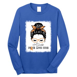 Peace Love Cure Mimi Messy Bun Multiple Sclerosis Meaningful Gift Long Sleeve Shirt