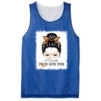 Peace Love Cure Mimi Messy Bun Multiple Sclerosis Meaningful Gift Mesh Reversible Basketball Jersey Tank