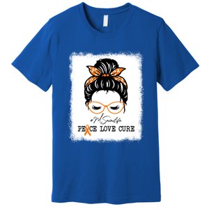 Peace Love Cure Mimi Messy Bun Multiple Sclerosis Meaningful Gift Premium T-Shirt