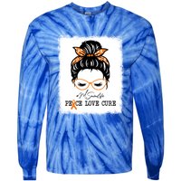 Peace Love Cure Mimi Messy Bun Multiple Sclerosis Meaningful Gift Tie-Dye Long Sleeve Shirt