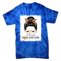 Peace Love Cure Mimi Messy Bun Multiple Sclerosis Meaningful Gift Tie-Dye T-Shirt