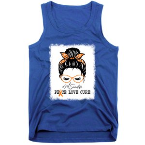 Peace Love Cure Mimi Messy Bun Multiple Sclerosis Meaningful Gift Tank Top