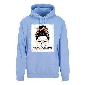 Peace Love Cure Mimi Messy Bun Multiple Sclerosis Meaningful Gift Unisex Surf Hoodie