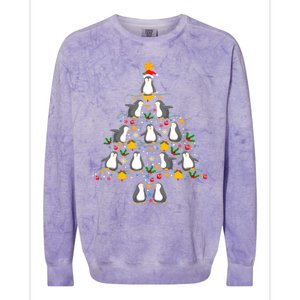 Penguin Lover Christmas Tree Funny Penguin Xmas Tree Gift Colorblast Crewneck Sweatshirt