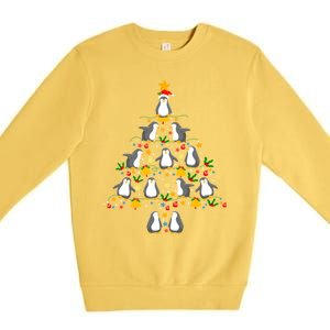 Penguin Lover Christmas Tree Funny Penguin Xmas Tree Gift Premium Crewneck Sweatshirt