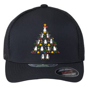 Penguin Lover Christmas Tree Funny Penguin Xmas Tree Gift Flexfit Unipanel Trucker Cap