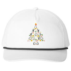 Penguin Lover Christmas Tree Funny Penguin Xmas Tree Gift Snapback Five-Panel Rope Hat