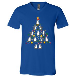 Penguin Lover Christmas Tree Funny Penguin Xmas Tree Gift V-Neck T-Shirt