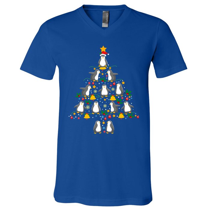 Penguin Lover Christmas Tree Funny Penguin Xmas Tree Gift V-Neck T-Shirt