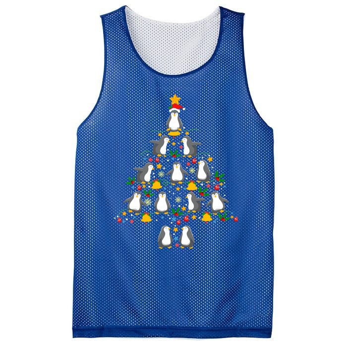 Penguin Lover Christmas Tree Funny Penguin Xmas Tree Gift Mesh Reversible Basketball Jersey Tank