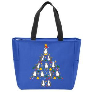 Penguin Lover Christmas Tree Funny Penguin Xmas Tree Gift Zip Tote Bag