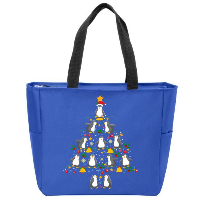 Penguin Lover Christmas Tree Funny Penguin Xmas Tree Gift Zip Tote Bag