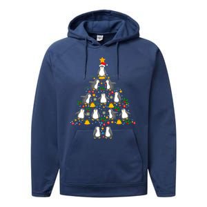 Penguin Lover Christmas Tree Funny Penguin Xmas Tree Gift Performance Fleece Hoodie