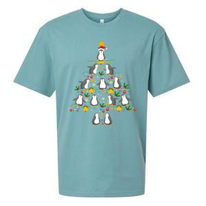 Penguin Lover Christmas Tree Funny Penguin Xmas Tree Gift Sueded Cloud Jersey T-Shirt