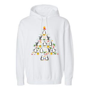 Penguin Lover Christmas Tree Funny Penguin Xmas Tree Gift Garment-Dyed Fleece Hoodie